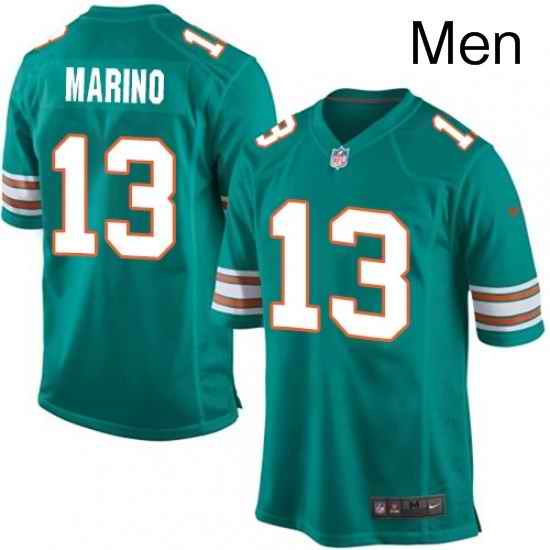 Mens Nike Miami Dolphins 13 Dan Marino Game Aqua Green Alternate NFL Jersey